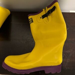 Buffy Yellow and Purple Winter Rain Boots